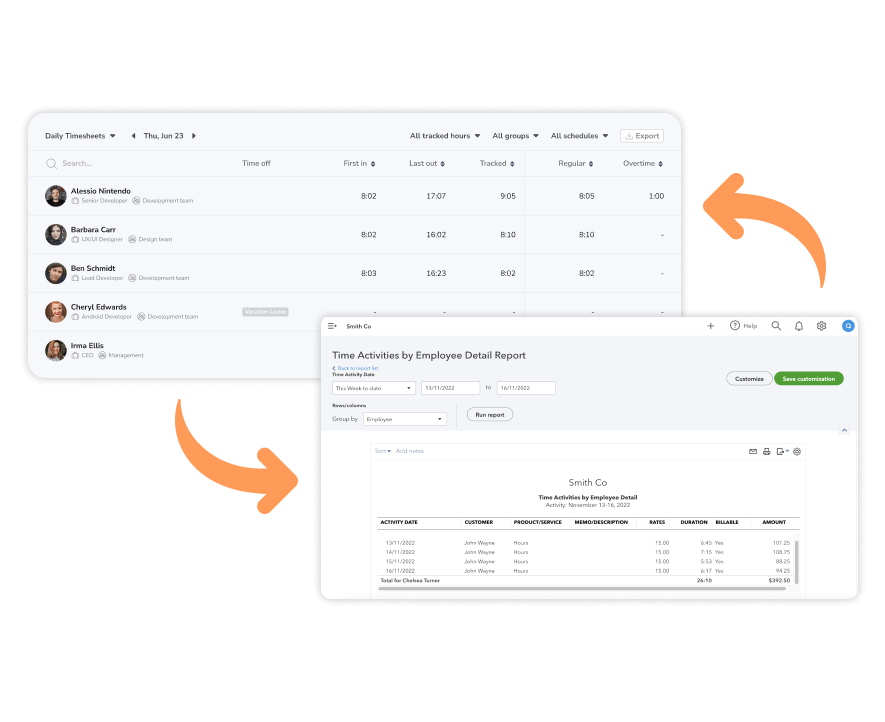 Jibble timesheet compared to Quickbooks'
