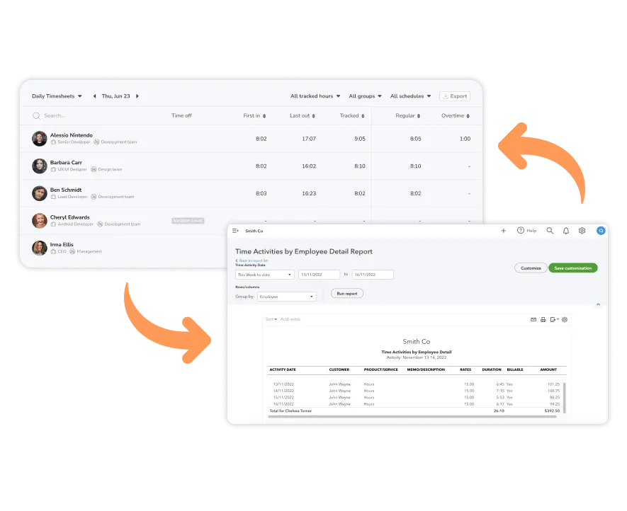 Jibble timesheet compared to Quickbooks'