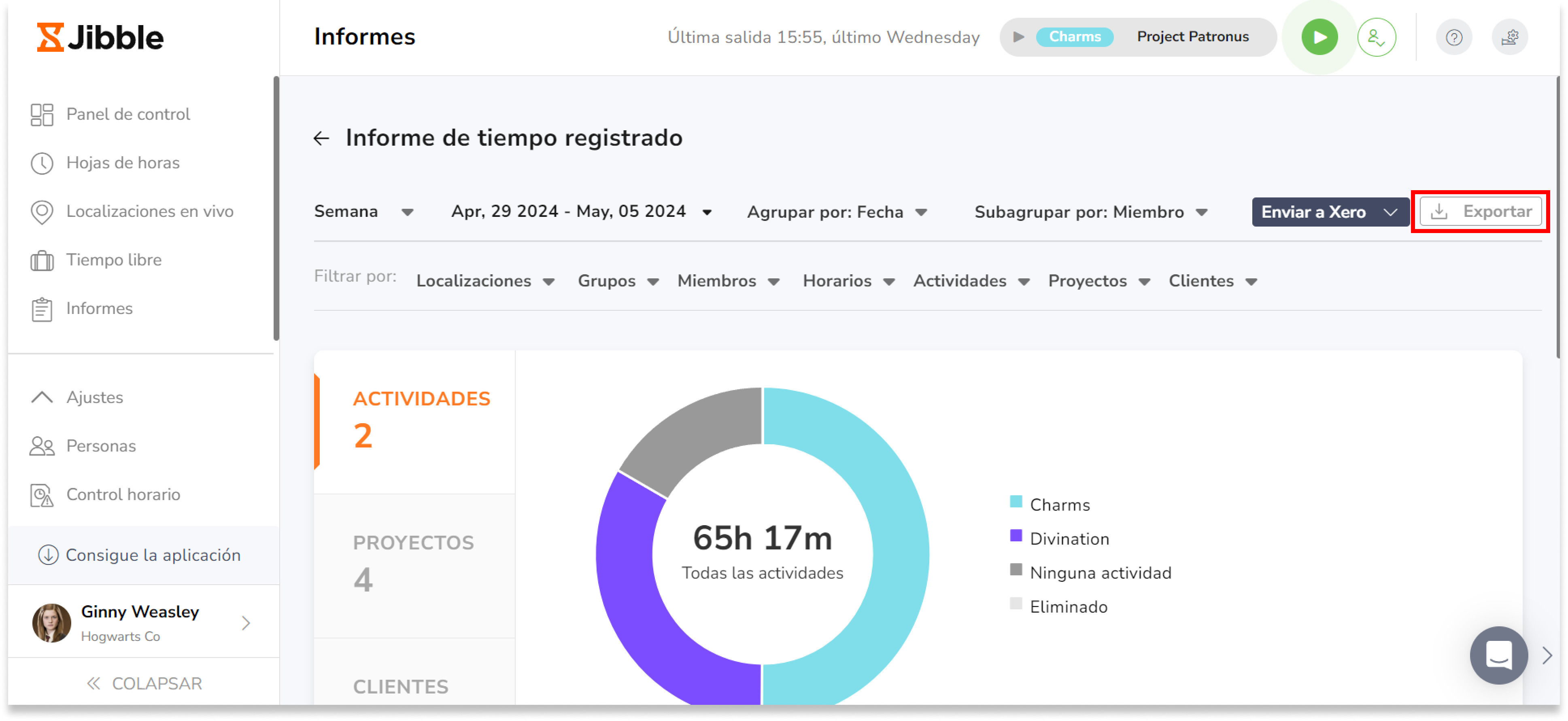 Pulsa el botón Exportar.