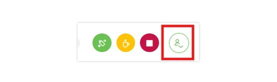 Clock in, break, out and on behalf of members buttons