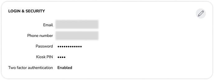 Login and security on account settings