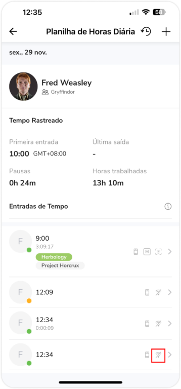 Offline entries on mobile