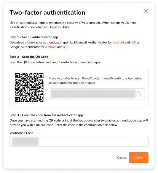 Pop up to enable 2FA