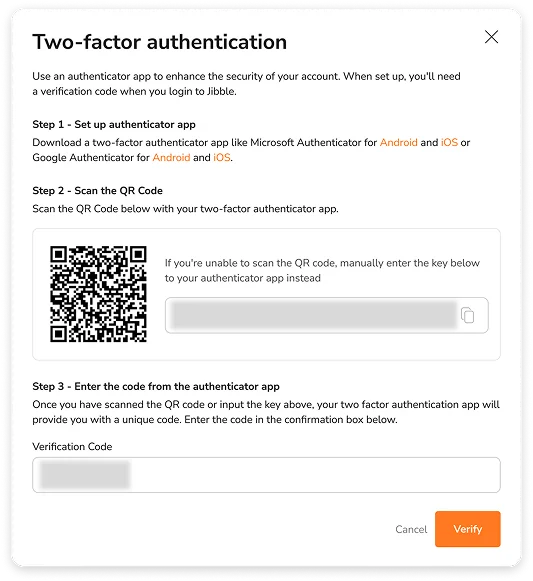 Pop up to enable 2FA
