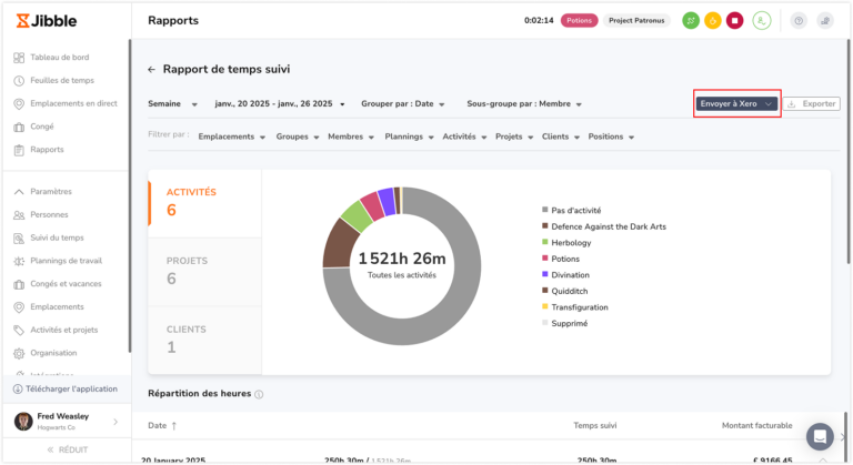 Envoyer la facture à Xero