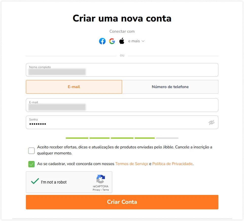 Create a new account on web