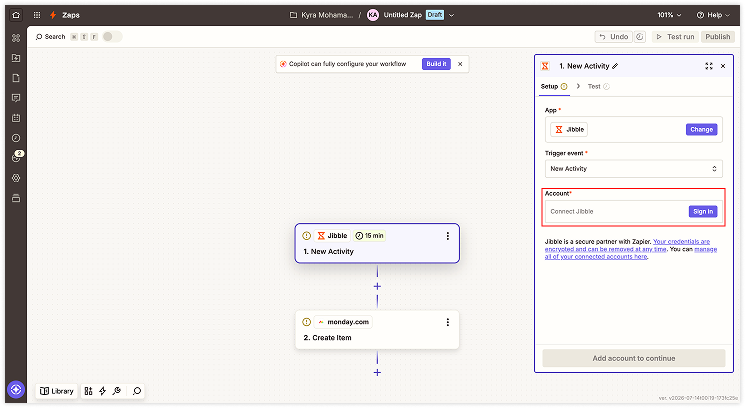 Łączenie Jibble z Zapier