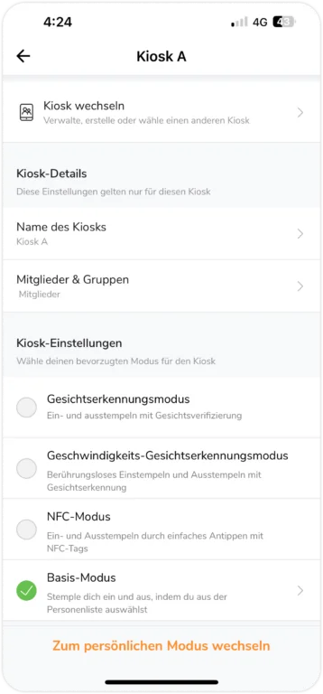 Kiosk settings