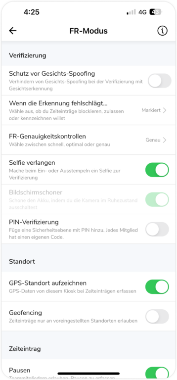 FR mode on kiosk