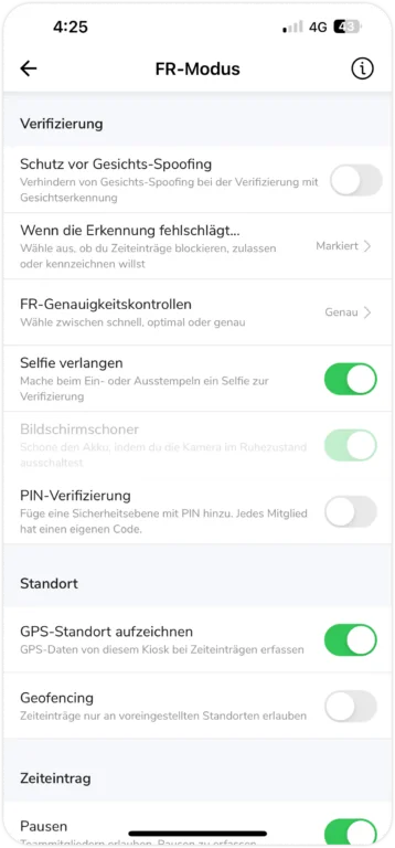 FR mode on kiosk