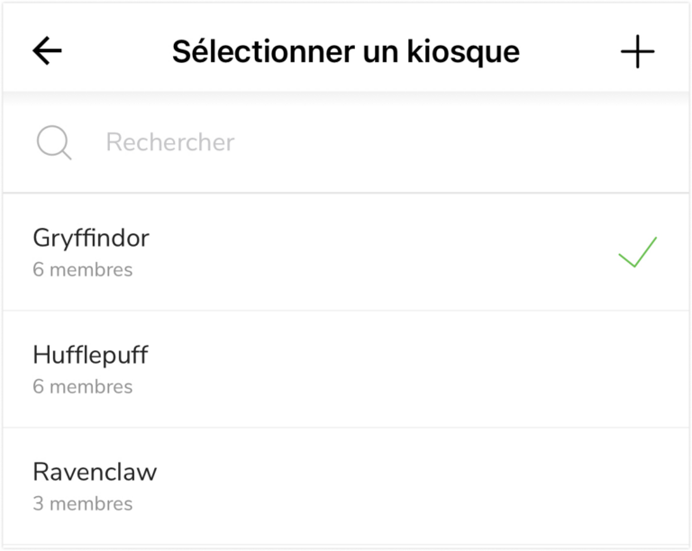 Paramètres du kiosque sur mobile