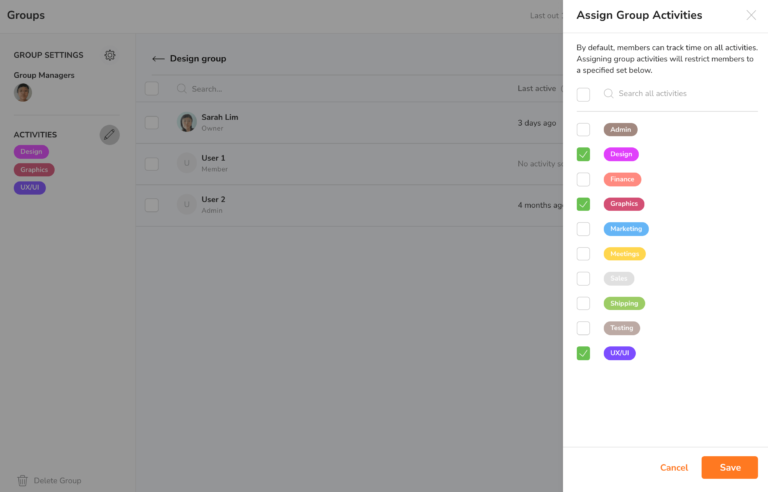Assign activities to your group in Jibble