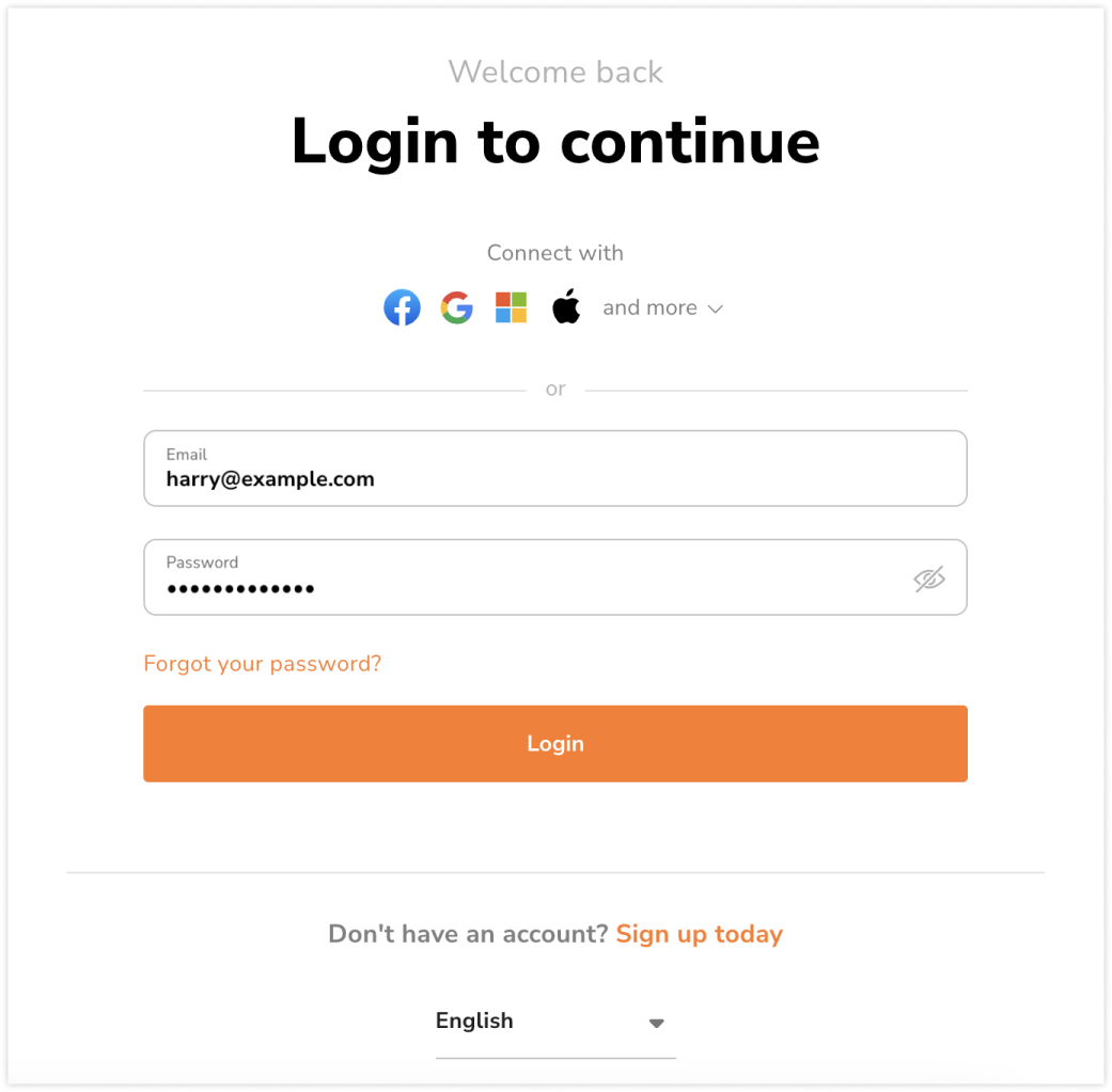 Logging in on web