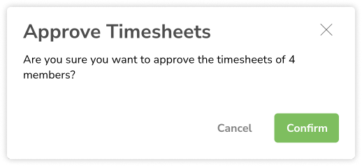 Message to confirm timesheet approval