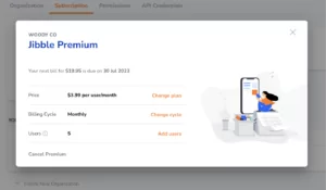 Managing and changing plans via subscription tab