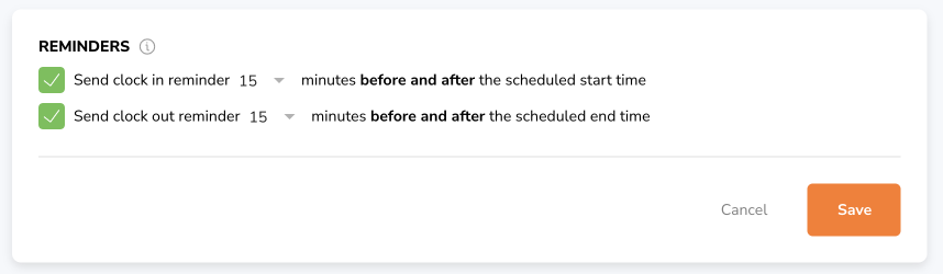 Reminders on time tracking settings