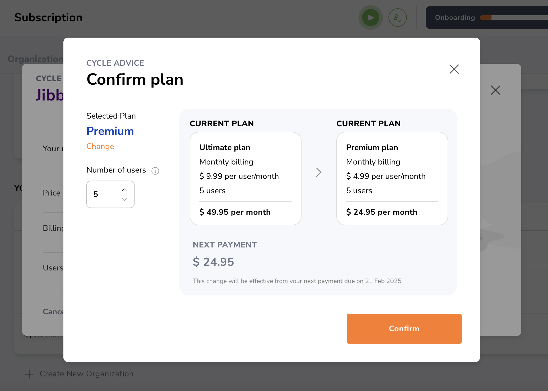 Menurunkan paket dari paket ultimate ke paket premium