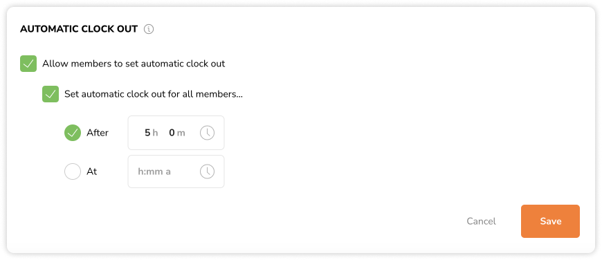 Configuração de registro de saída automático