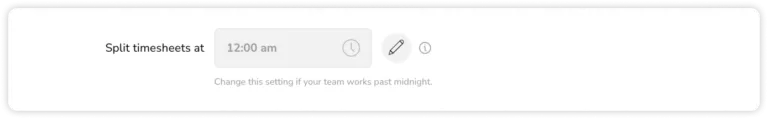 Configuring split timesheets time under work schedule settings