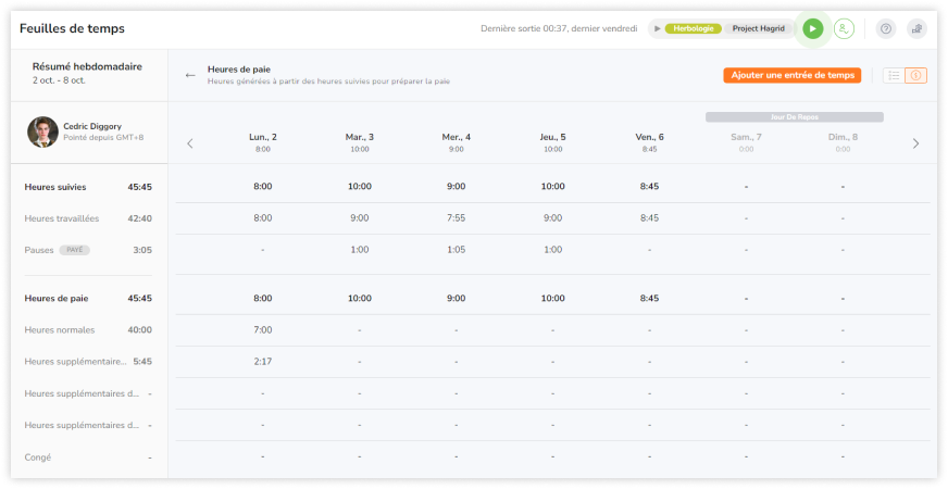 View payroll breakdown from timesheet