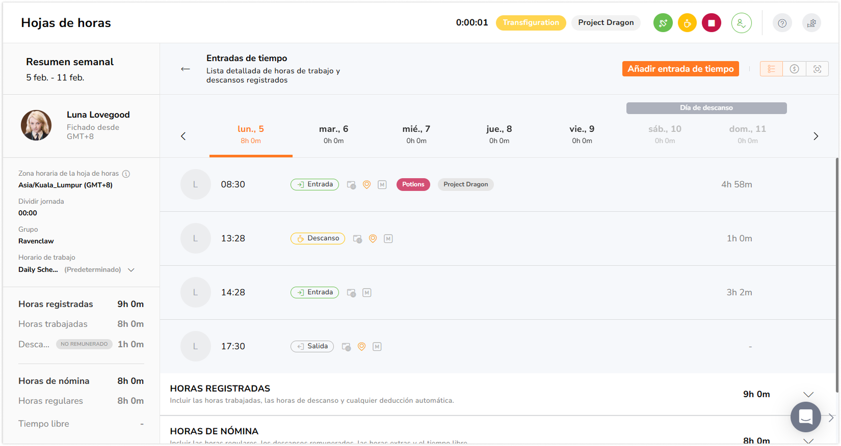 Viewing activities in timesheets and reports