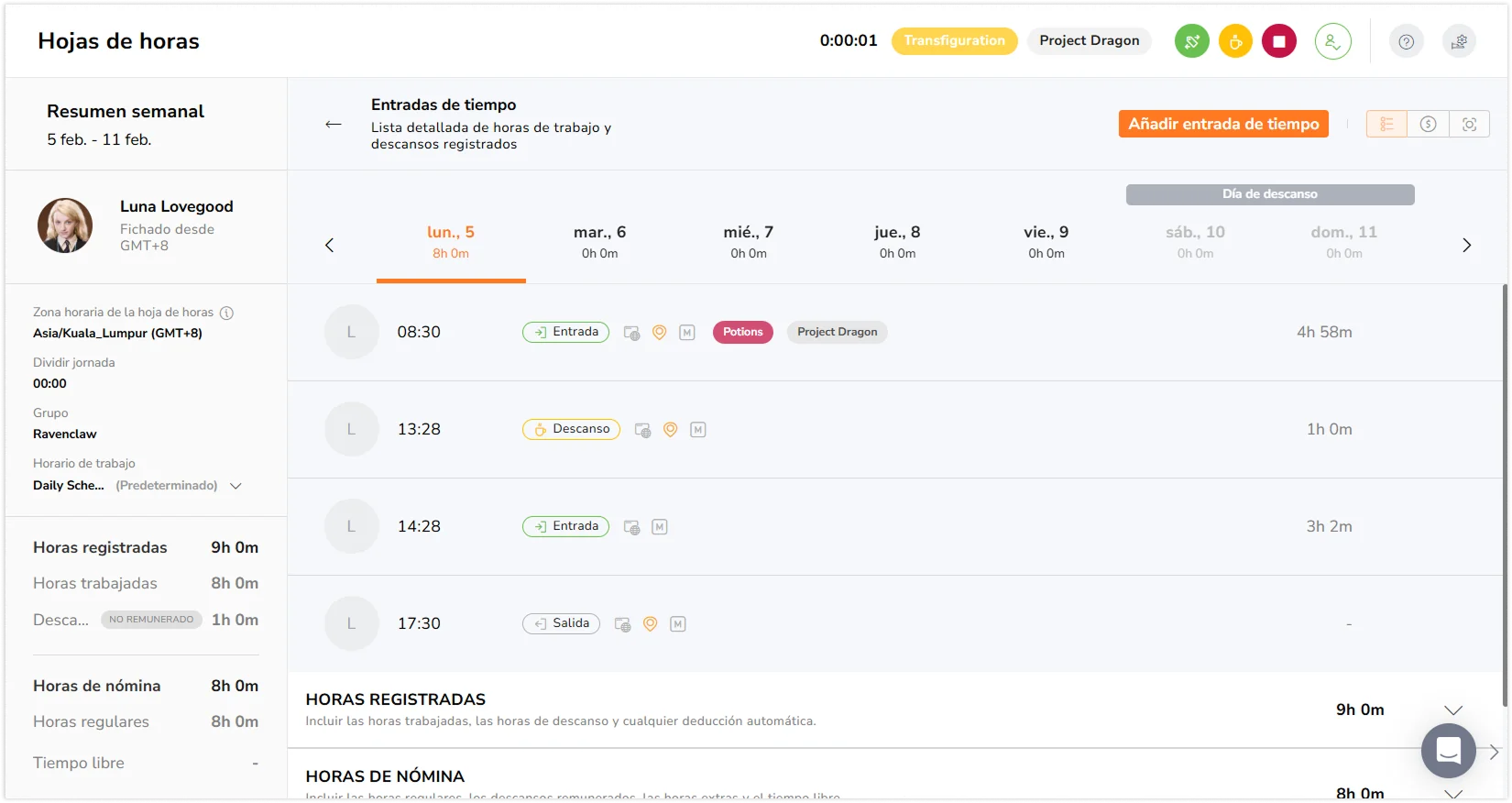 Viewing activities in timesheets and reports