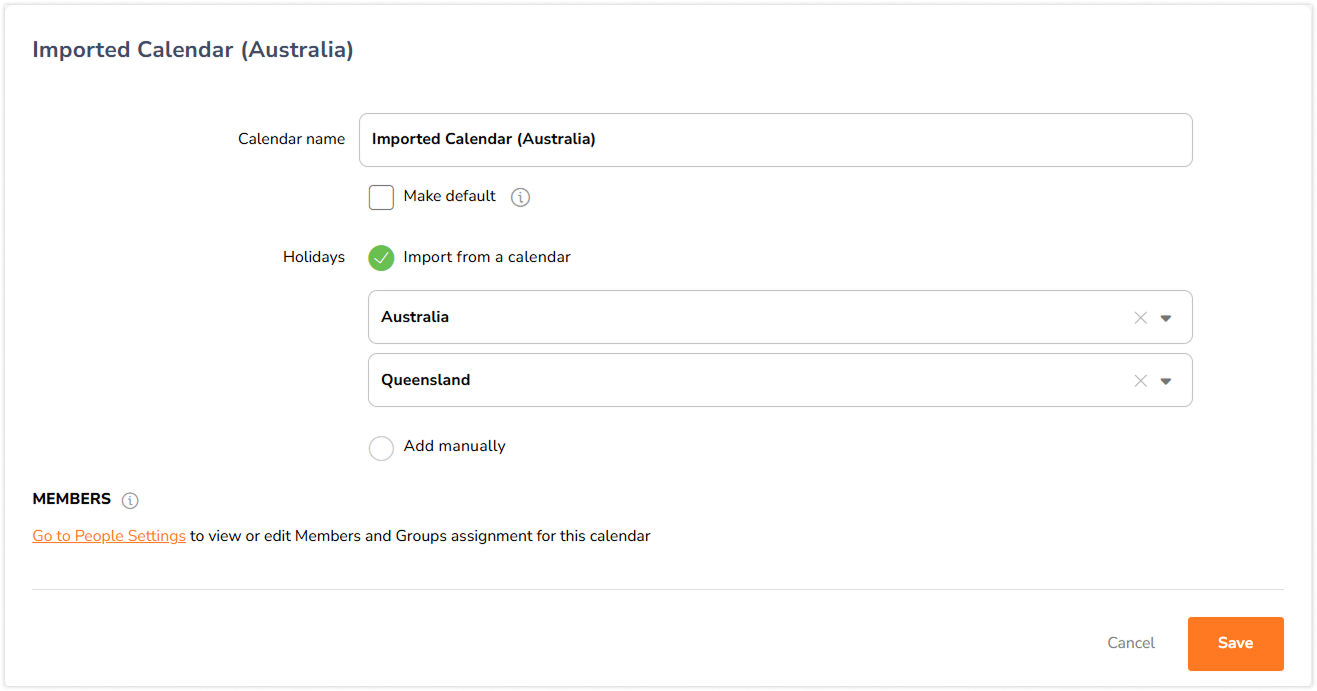 Importing a calendar