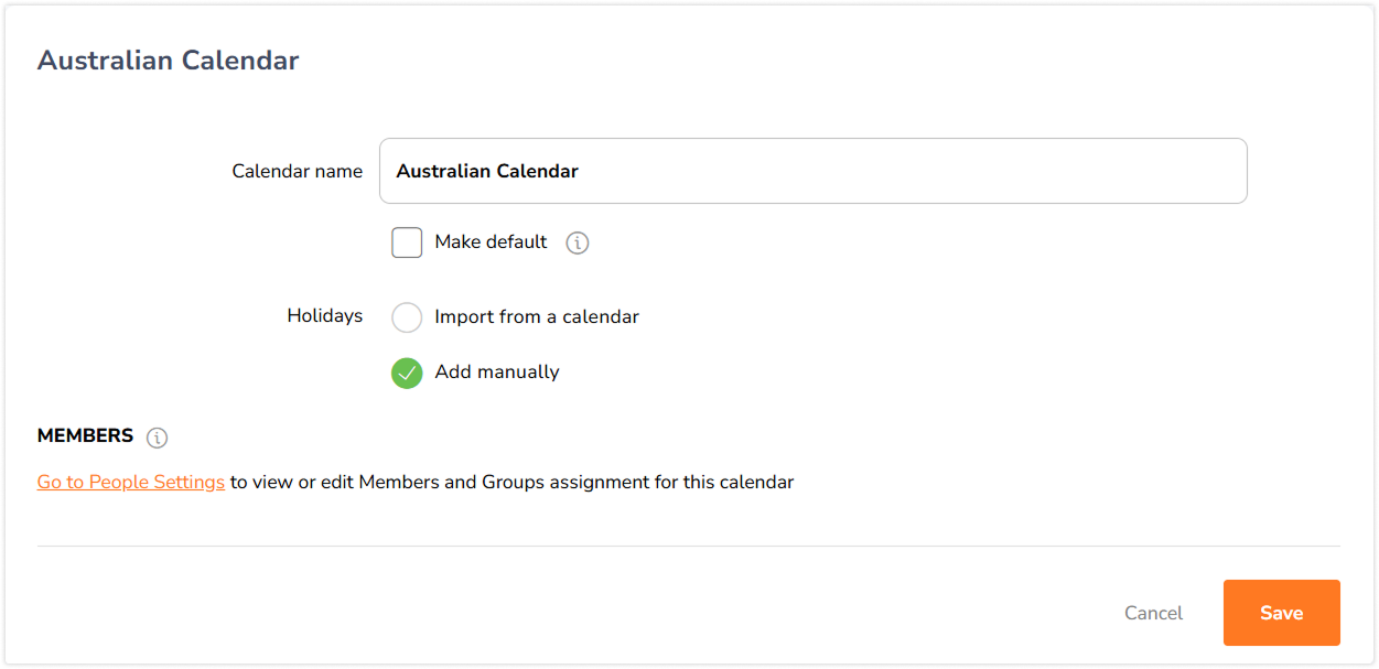 Adding a manual calendar