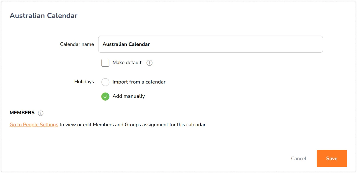 Adding a manual calendar