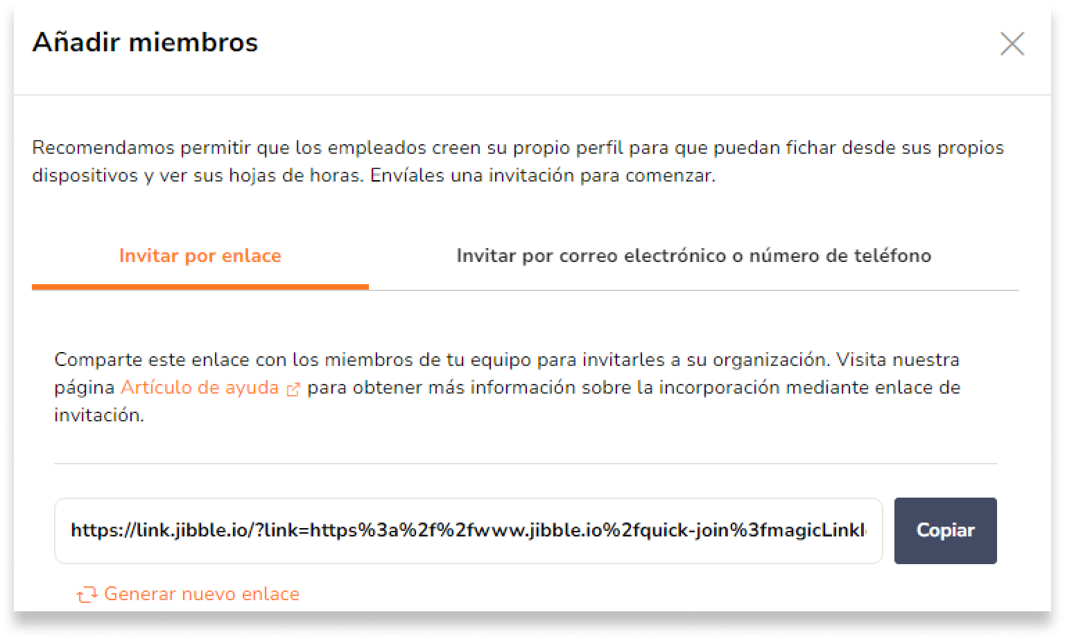 Invita a través de un enlace de invitación