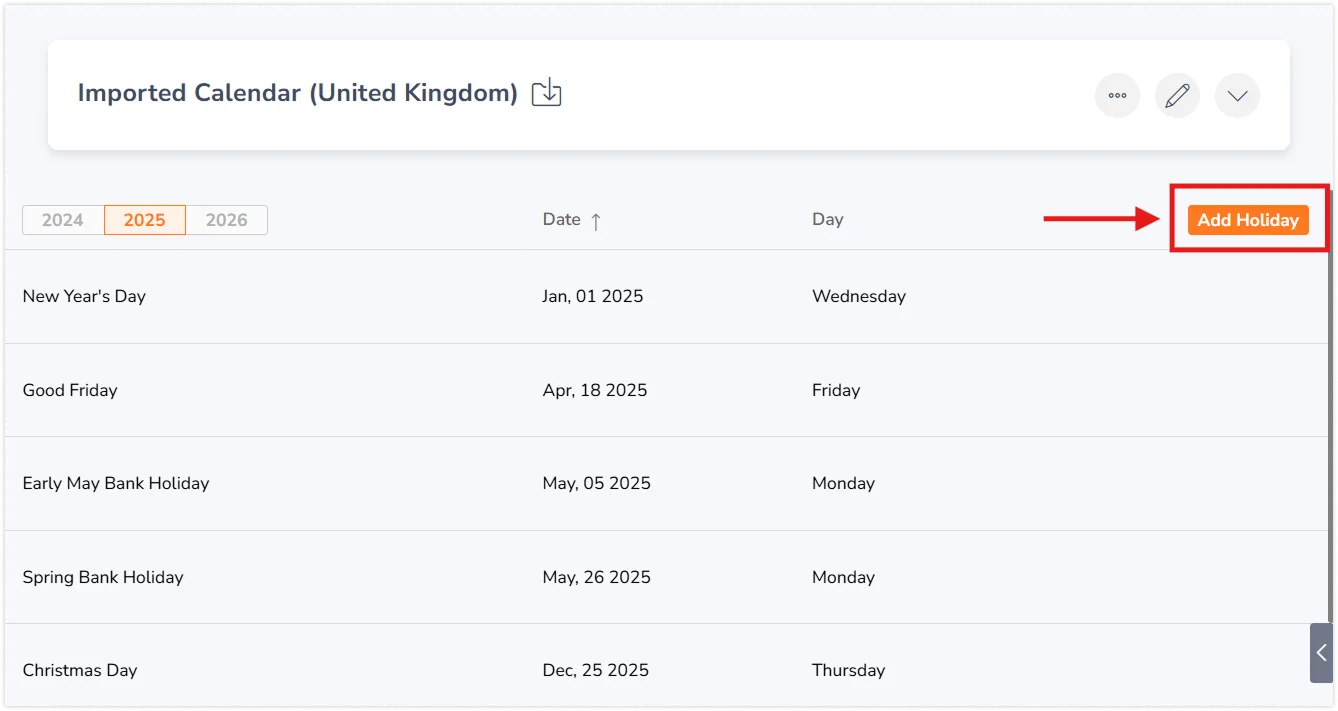 Adding custom holiday to imported calendar