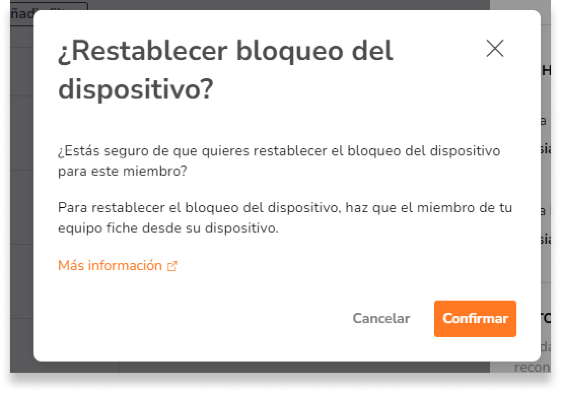 Haz clic en Restablecer bloqueo de dispositivo.