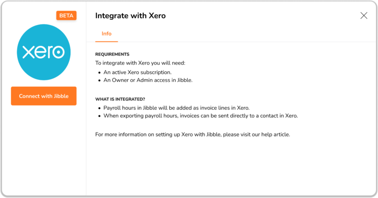 Integración de Jibble con Xero