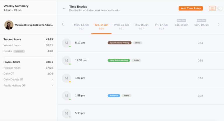 Viewing activities in timesheets and reports