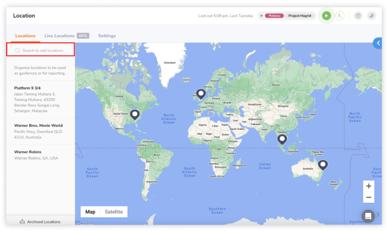 Enter an address in the search bar on the map.