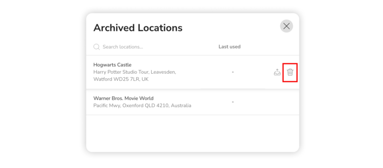 Permanently delete locations