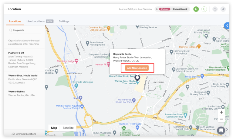 If your address is not found, you will be given the option to add a missing address.

Click on Add New Location.