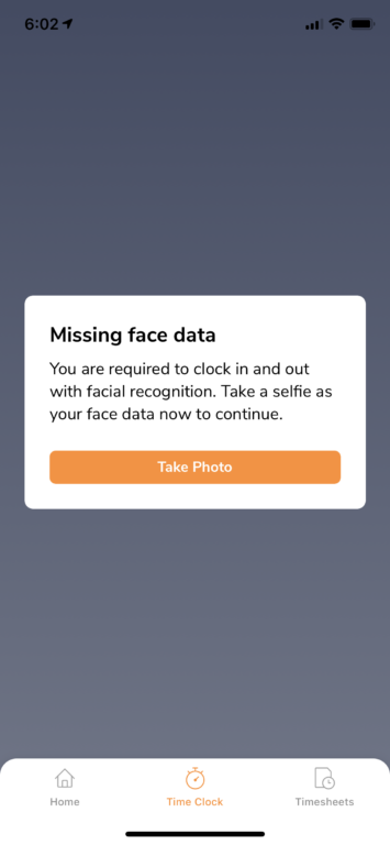 Jibble face recognition failed missing face data