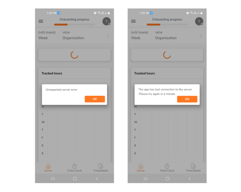 Jibble2 mobile onboarding process errors