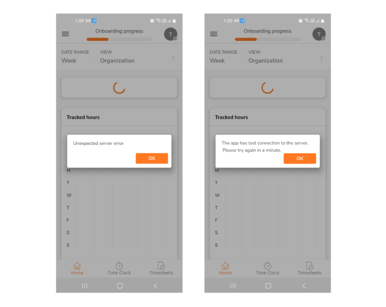 Jibble2 mobile onboarding process errors