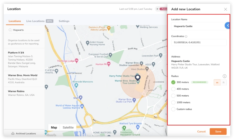 Selecting the radius of geofences