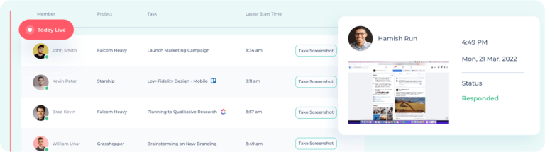 RemoteTrack monitoring staff with images and details