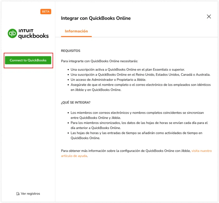 Connecting Jibble to QuickBooks