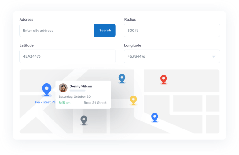 Employee location details through geofences