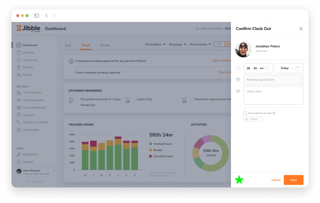 Jibble web dashboard