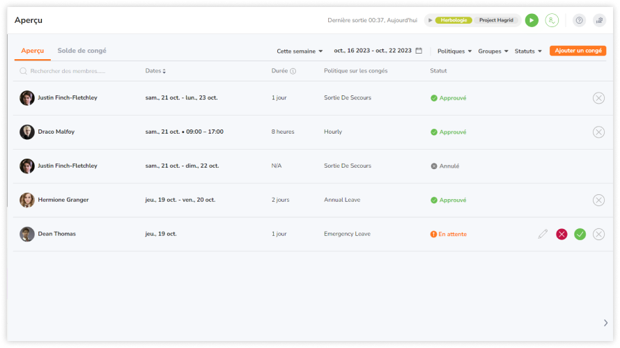 Pending time off added to overview