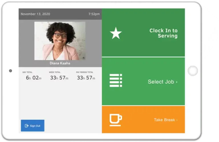 Quiosque de tempo que requer login do funcionário
