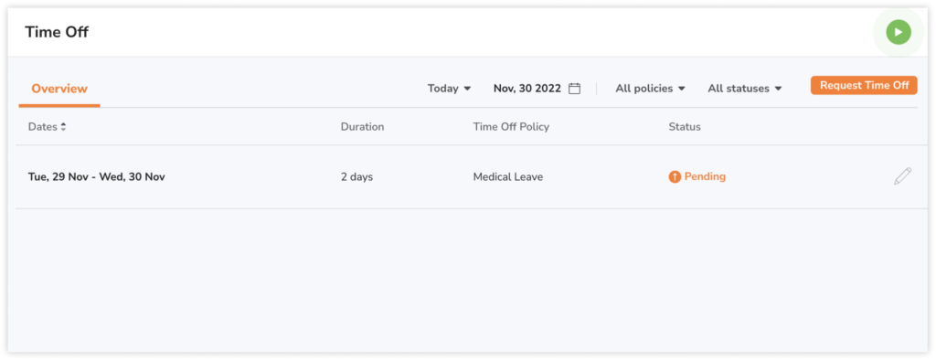 Time off added to overview
