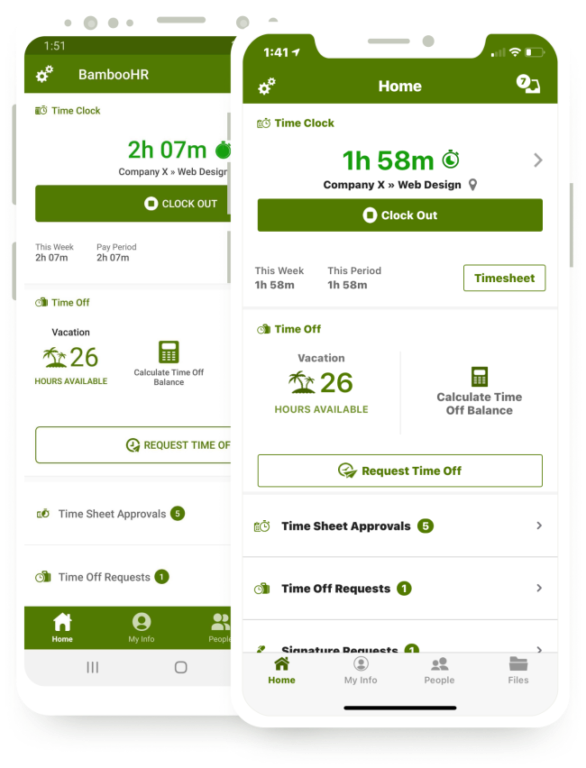 Ansicht der mobilen App von BambooHR