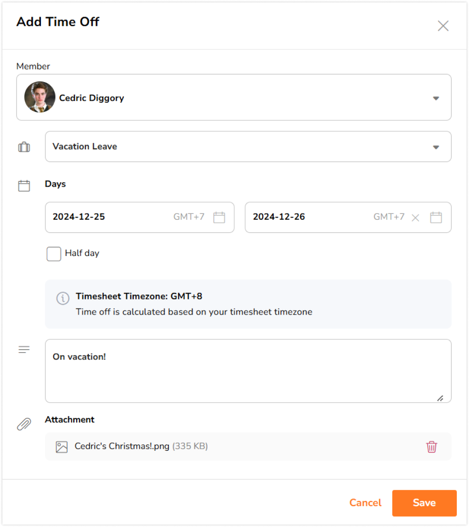 添加休假侧边栏